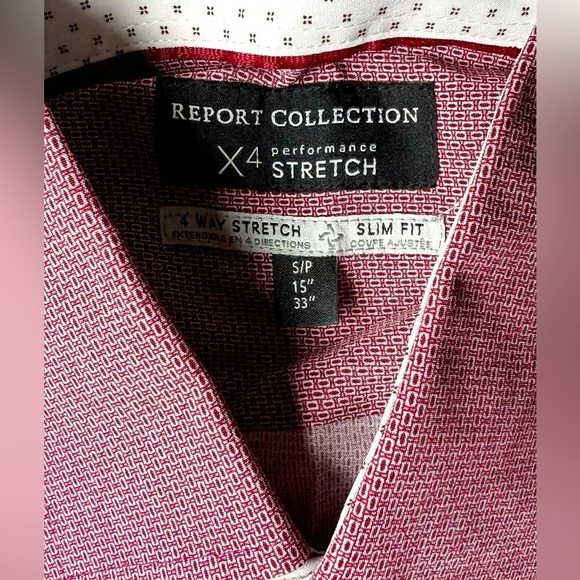 Report Collection X4 Performance Stretch Slim Fit Shirt Burgundy Small - Picture 3 of 10